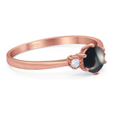 Art Deco Round Natural Stone Three Stone Ring