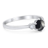 Art Deco Round Natural Stone Three Stone Ring