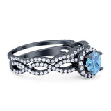 Two Piece Round Natural Stone Twisted Ring