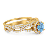 Two Piece Round Natural Stone Twisted Ring