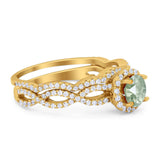 Two Piece Round Natural Stone Twisted Ring