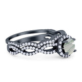 Two Piece Round Natural Stone Twisted Ring