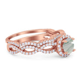 Two Piece Round Natural Stone Twisted Ring