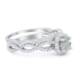Two Piece Round Natural Stone Twisted Ring