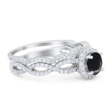 Two Piece Round Natural Stone Twisted Ring