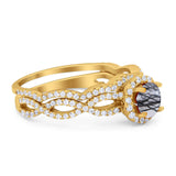 Two Piece Round Natural Stone Twisted Ring