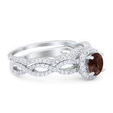 Two Piece Round Natural Stone Twisted Ring