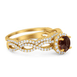 Two Piece Round Natural Stone Twisted Ring