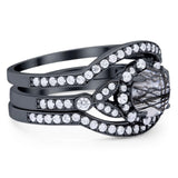 Three Piece Round Natural Stone Leaf Style Ring