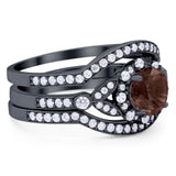 Three Piece Round Natural Stone Leaf Style Ring