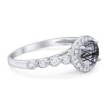 Vintage Style Round Natural Stone Sparkling Ring