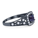 Art Deco Round Natural Stone Split Shank Ring
