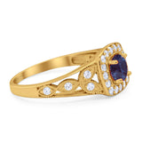 Art Deco Round Natural Stone Split Shank Ring