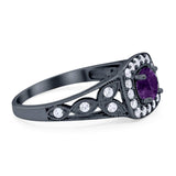 Art Deco Round Natural Stone Split Shank Ring
