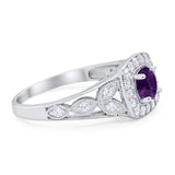 Art Deco Round Natural Stone Split Shank Ring