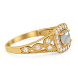 Art Deco Round Natural Stone Split Shank Ring