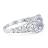 Art Deco Round Natural Stone Split Shank Ring