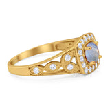 Art Deco Round Natural Stone Split Shank Ring