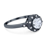 Art Deco Round Natural Stone Flower Ring