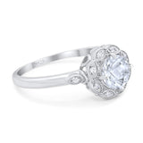 Art Deco Round Natural Stone Flower Ring
