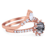 Two Piece Round Natural Stone Chevron Ring