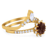 Two Piece Round Natural Stone Chevron Ring
