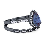 Two Piece Pear Teardrop Natural Stone Ring