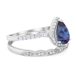 Two Piece Pear Teardrop Natural Stone Ring