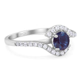 Round Natural Stone Curved Art Deco Ring