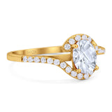 Oval Natural Stone Curved Art Deco Ring