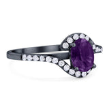 Oval Natural Stone Curved Art Deco Ring