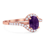 Oval Natural Stone Curved Art Deco Ring