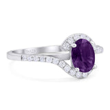 Oval Natural Stone Curved Art Deco Ring