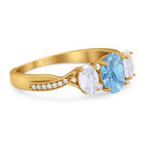 Three Stone Oval Natural Stone Trellis Ring
