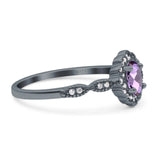 Art Deco Oval Natural Stone Floral Ring