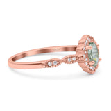 Art Deco Oval Natural Stone Floral Ring