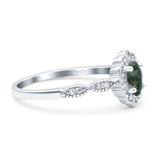 Art Deco Oval Natural Stone Floral Ring