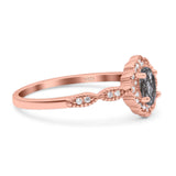 Art Deco Oval Natural Stone Floral Ring