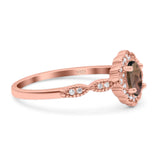 Art Deco Oval Natural Stone Floral Ring