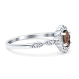 Art Deco Oval Natural Stone Floral Ring