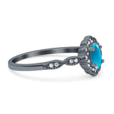 Art Deco Oval Natural Stone Floral Ring