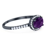 Art Deco Oval Natural Stone Solitaire Ring