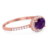 Art Deco Oval Natural Stone Solitaire Ring