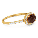 Art Deco Oval Natural Stone Solitaire Ring
