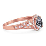 Vintage Style Oval Natural Stone Art Deco Ring