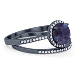 Two Piece Round Natural Stone Bridal Ring