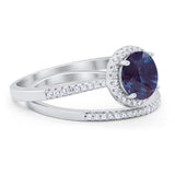 Two Piece Round Natural Stone Bridal Ring