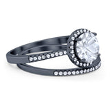 Two Piece Round Natural Stone Bridal Ring