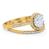Two Piece Round Natural Stone Bridal Ring