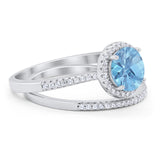 Two Piece Round Natural Stone Bridal Ring
